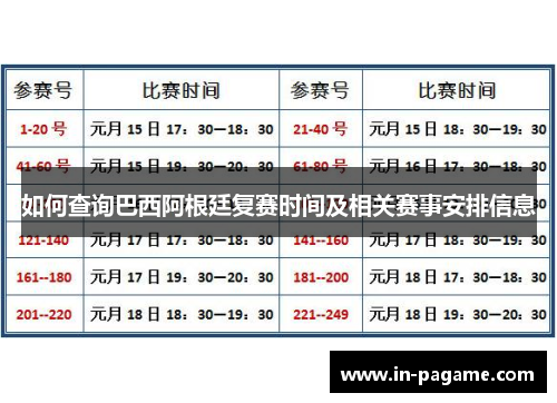 如何查询巴西阿根廷复赛时间及相关赛事安排信息